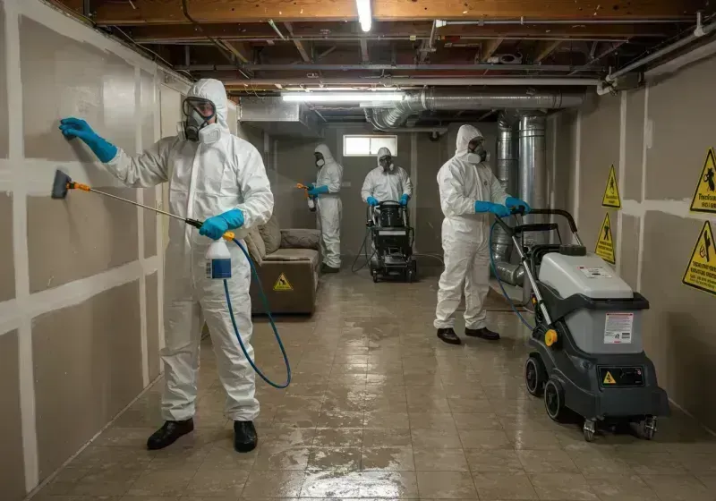 Basement Moisture Removal and Structural Drying process in Nelsonville, OH